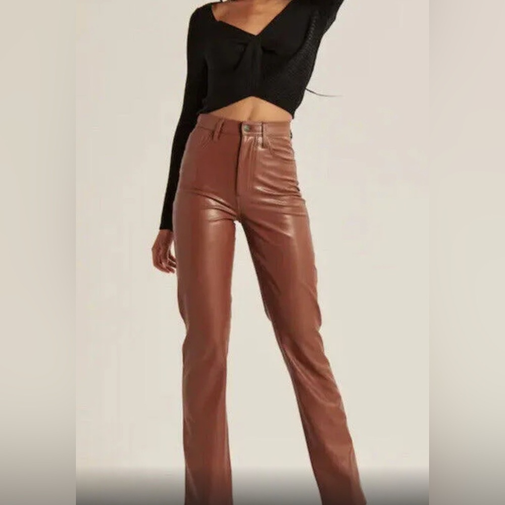 Abercrombie waistband vegan leather 90s straight